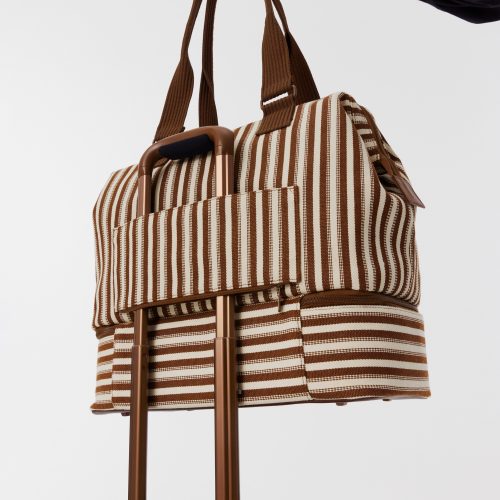 BEIS224573 StripedMiniWeekender Brown Details 0742 V1