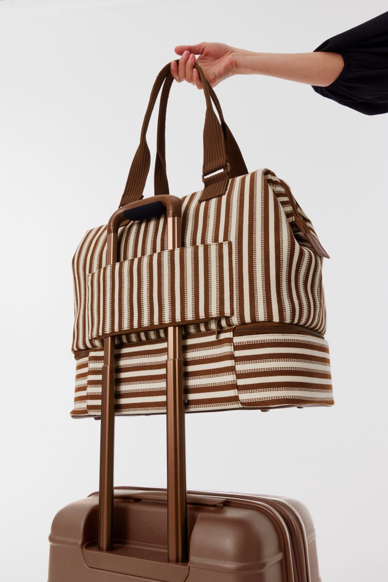 BEIS224573 StripedMiniWeekender Brown Details 0742 V1