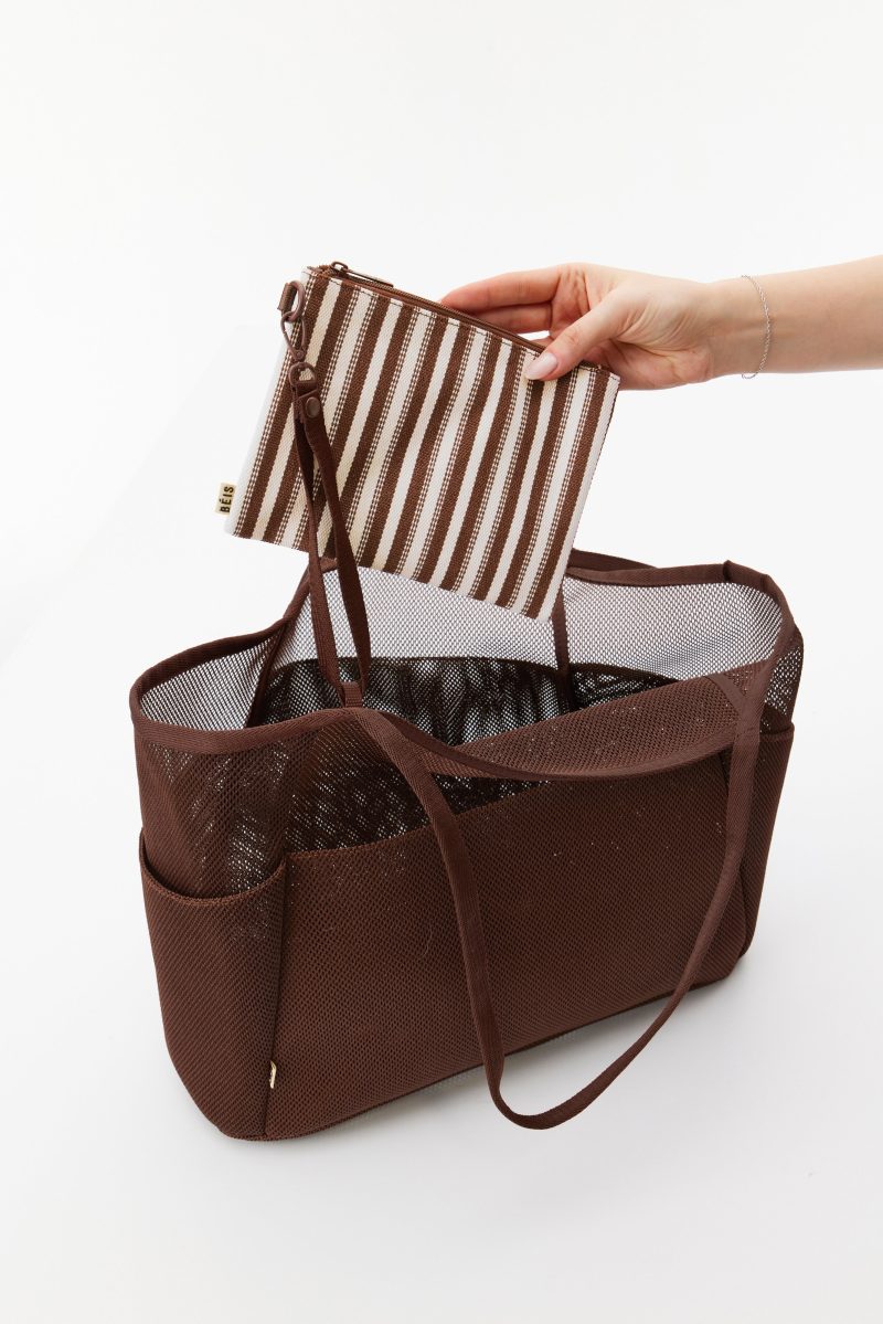 BEIS224576 StripedBeachBag Brown Details 0496 V2