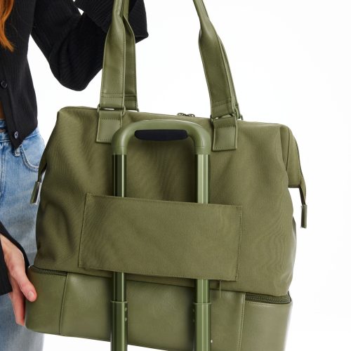 mini weekender in olive back detail