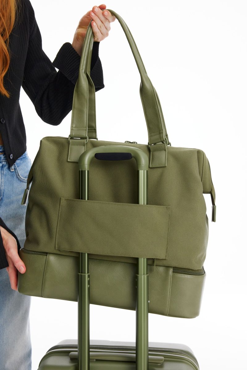 mini weekender in olive back detail